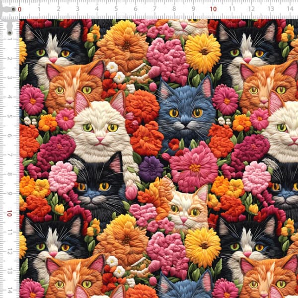 Tecido Sarja Impermeável Jardim Dos Gatunos 100% Algodão Cozinha Chic Confecção Fina Patchwork