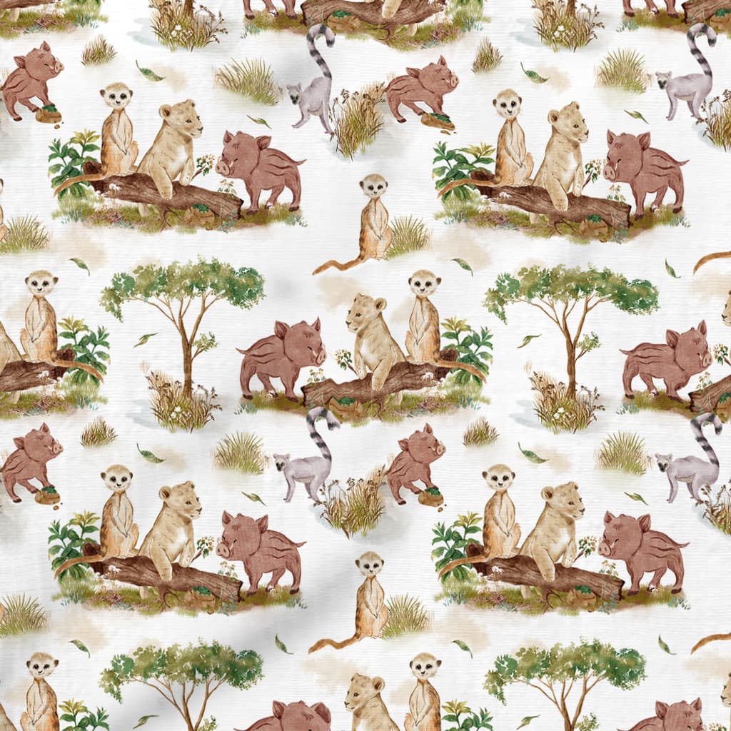 Tecido Tricoline Digital Animais Safari - 100% Algodão Confecção Fina Mesa Posta Patchwork Quilting