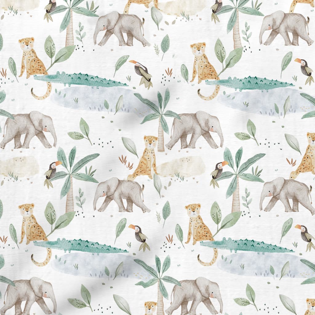 Tecido Tricoline Digital Animais Na Selva - 100% Algodão Qualidade Superior Patchwork Enxoval