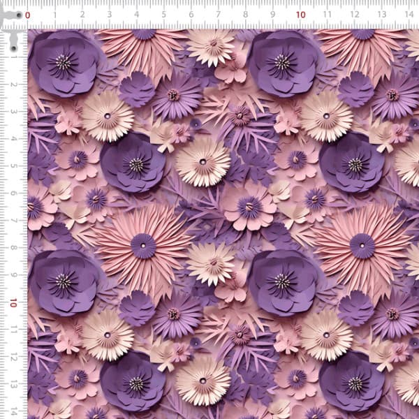 Tecido Tricoline Digital Flores Sobrepostas 100% Algodão Patchwork Artigos De Ateliê Mesa Posta
