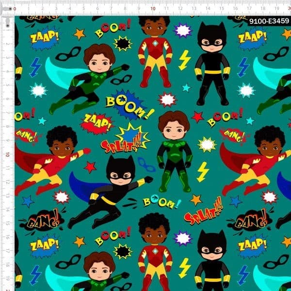 Tecido Tricoline Digital Super Herói Infantil Personagens 100% Algodão Mesa Posta Quilting Enxoval