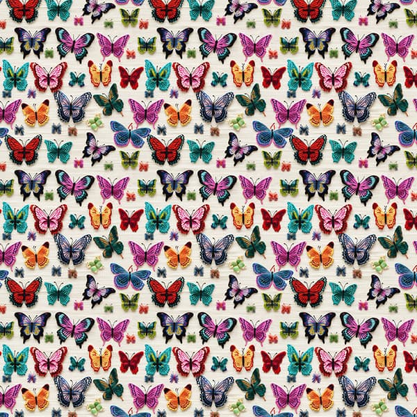 Tecido Tricoline Digital Borboletas De Crochê 100% Algodão Cozinha Chic Patchwork Quilting Enxoval