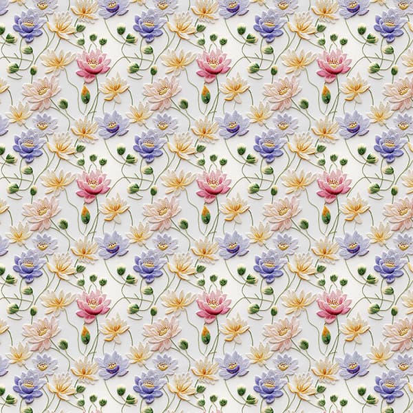 Tecido Tricoline Digital Dança Das Flores E Botões 100% Algodão Confecção Fina Qualidade Superior