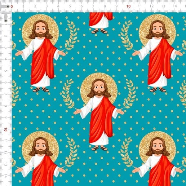 Tecido Tricoline Digital Jesus Tifanny Personalizado 100% Algodão Enxoval Quilting Confecção Fina