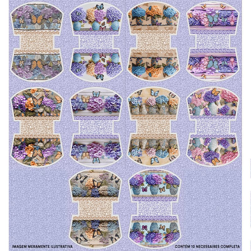 Tecido Tricoline Digital Kit Painel Necessaire Jardim De Lavanda Lançamento Organização Escolar