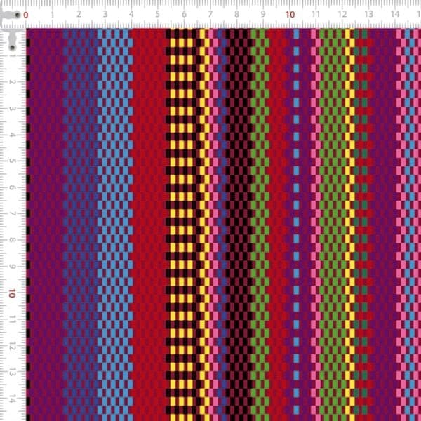 Tecido Sarja Impermeável Listras Coloridas Mexicano 100% Algodão Quilting Bolsas Luxo Mesa Posta