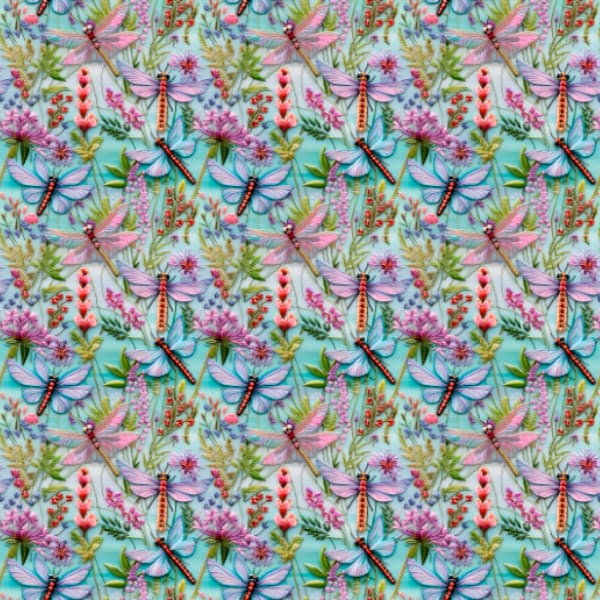 Tecido Sarja Impermeável Libélulas Floral 100% Algodão Cozinha Chic Qualidade Superior Patchwork