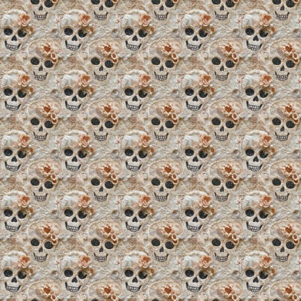 Tecido Tricoline Digital Renda Das Caveiras 100% Algodão Mesa Posta Cozinha Chic Patchwork Enxoval