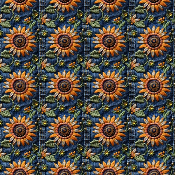 Tecido Sarja Impermeável Girassóis Do Campo Jeans 100% Algodão Confecção Fina Cozinha Chic Patchwork