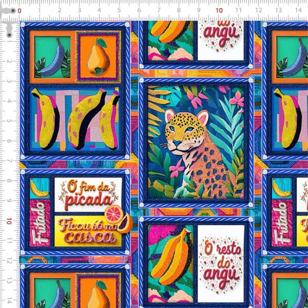 Tecido Sarja Impermeavel Frutas, Bichos E Ditados 100% Algodão Enxoval Qualidade Superior Patchwork