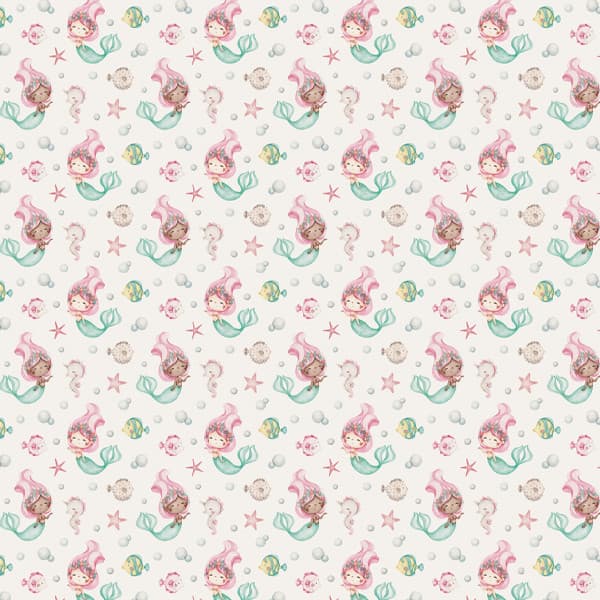 Tecido Tricoline Digital Sereia Do Oceano 100% Algodão Bolsas Luxo Cozinha Chic Artigos De Ateliê