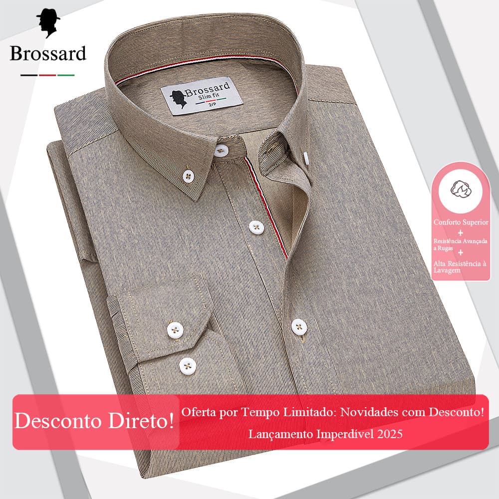 Camisa Social Masculina Algodão Premium - Slim Fit Manga Longa, Novidade com Desconto
