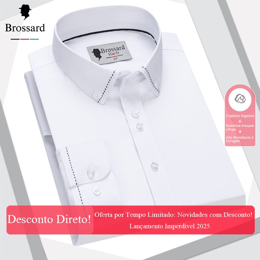 Camisa Social Masculina Slim Fit Premium Manga Longa - Não Amassa e Respirável Frete Grátis