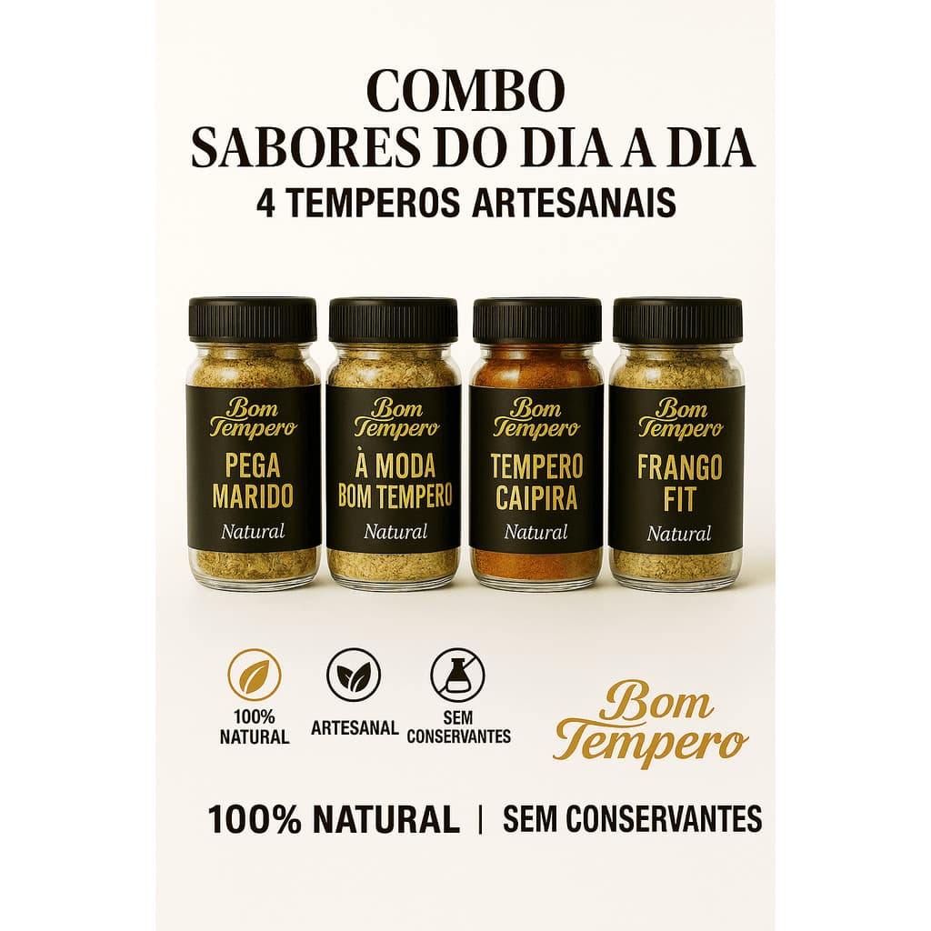 COMBO SABORES DO DIA A DIA – 4 TEMPEROS ARTESANAIS BOM TEMPERO