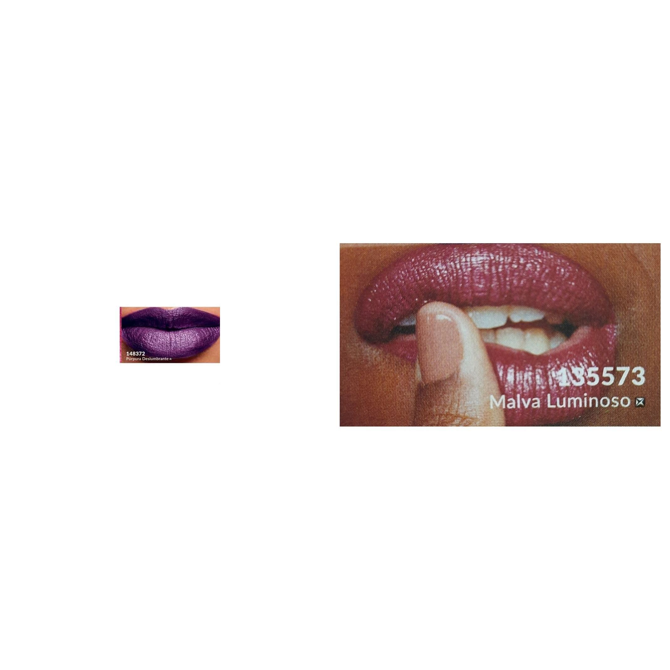 Kit Power Stay: Batom Líquido Matte Glitter Malva Luminoso + Batom Líquido Glitter Púrpura 7ml