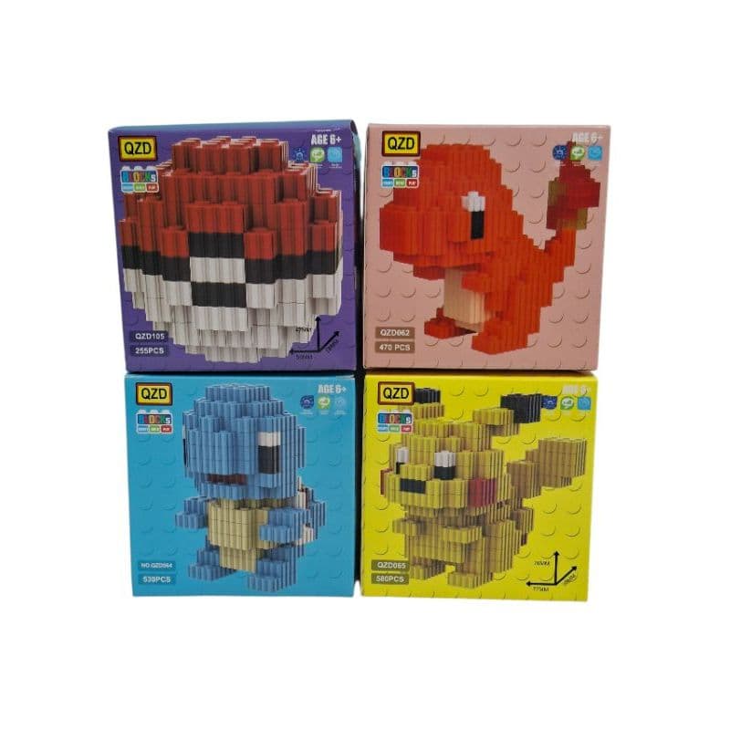 Lego Pokémon Mini Blocks Pikachu Charmander Squirtle Pokébola Brinquedo de Montar Colecionável
