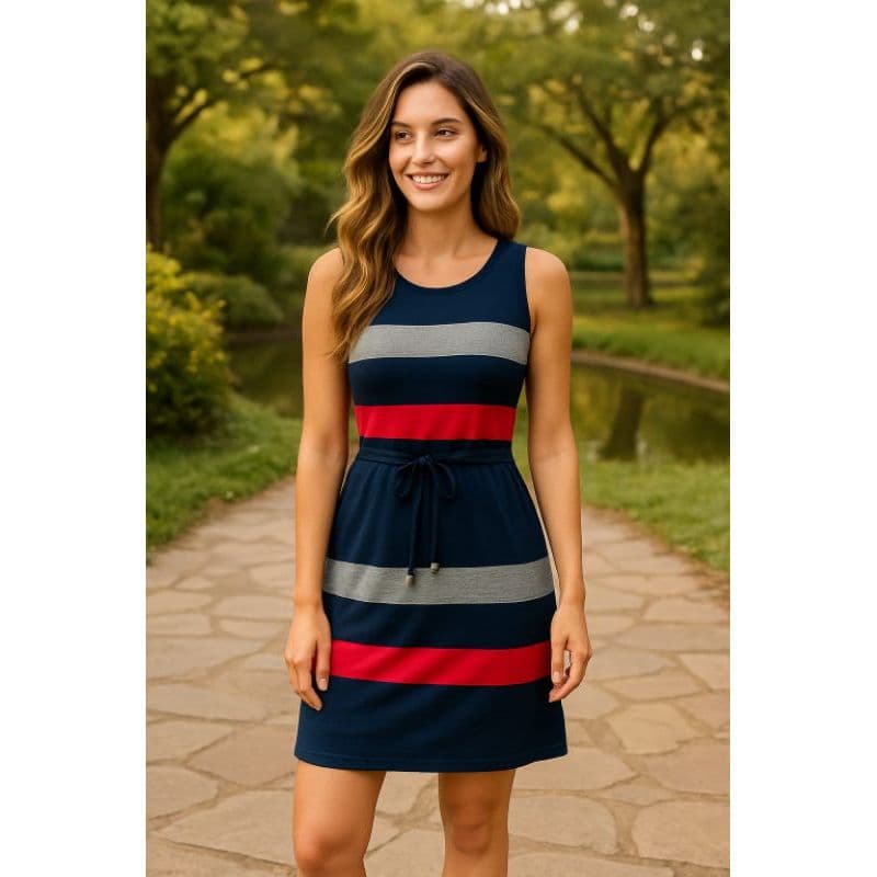 Vestido Regata Vestido com Listras Vestido de Verão