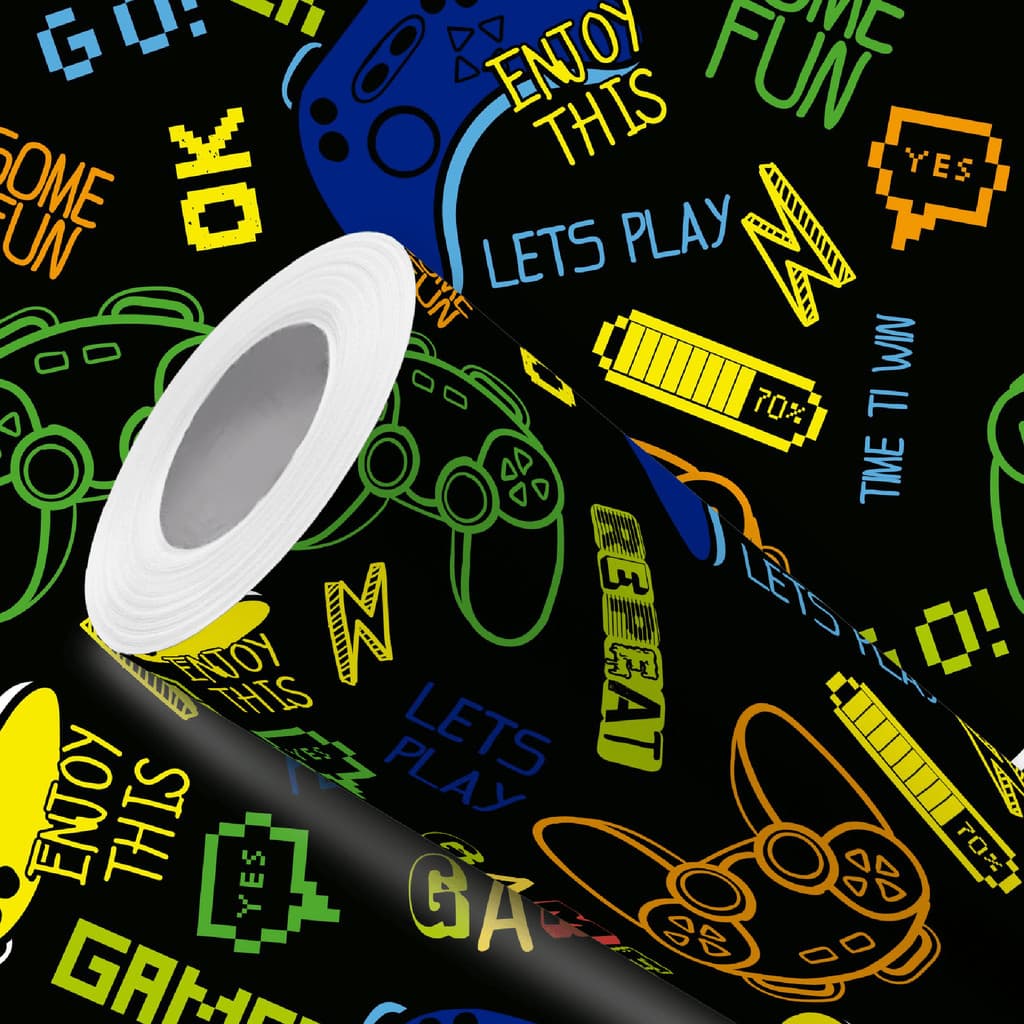 Papel de Parede Adesivo Preto Video Game Controles Fácil Instalação