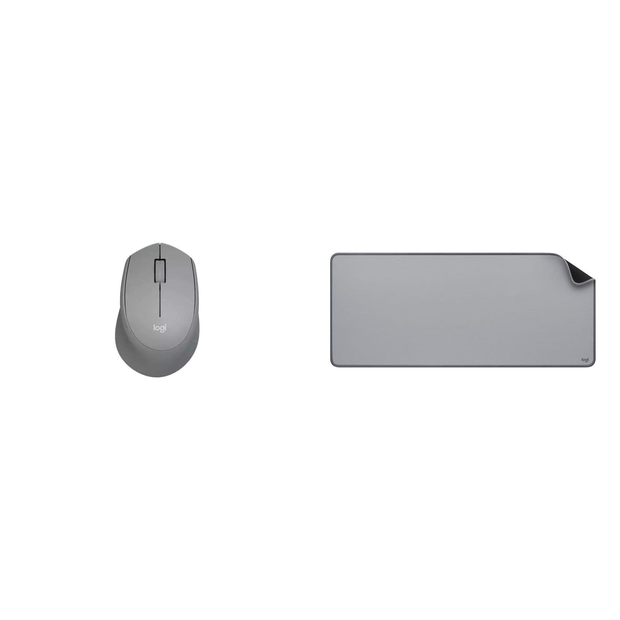 KIT MOUSE LOGITECH M280 SEM FIO CINZA + MOUSE PAD DESK MAT CINZA 300X700MM