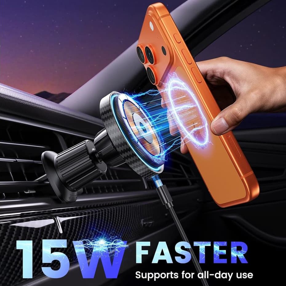Suporte para Carro 2 em 1 com Carregador Sem Fio – Recarregável para Celular