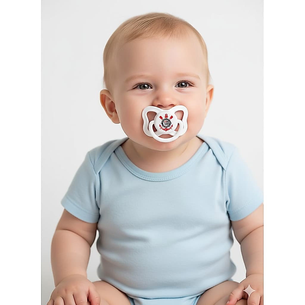 Chupeta Corinthians Ortodôntica Clean Bico Redondo Silicone Bebê Timão Ideias Presente Maternidade