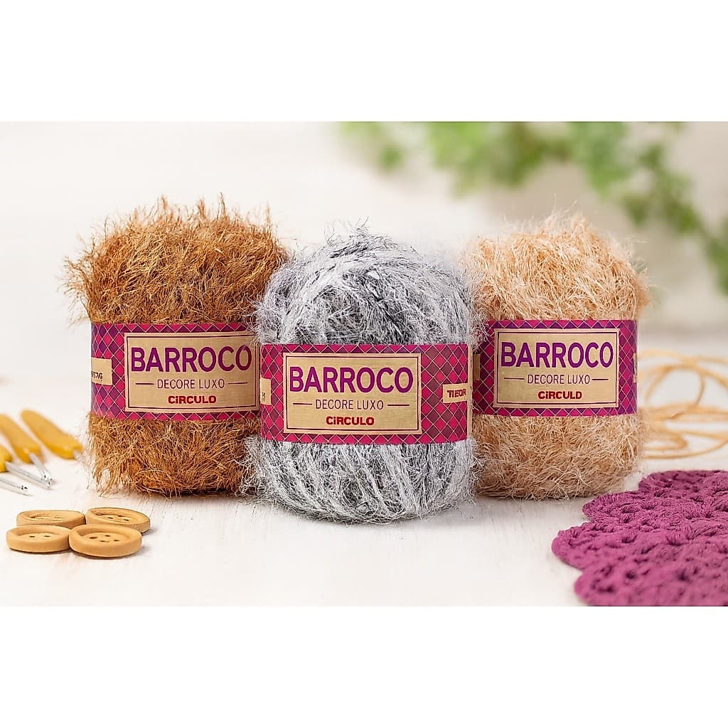 Barbante Barroco Decore Luxo 180mts 280g Círculo - barbante para crochê - barbante peludinho