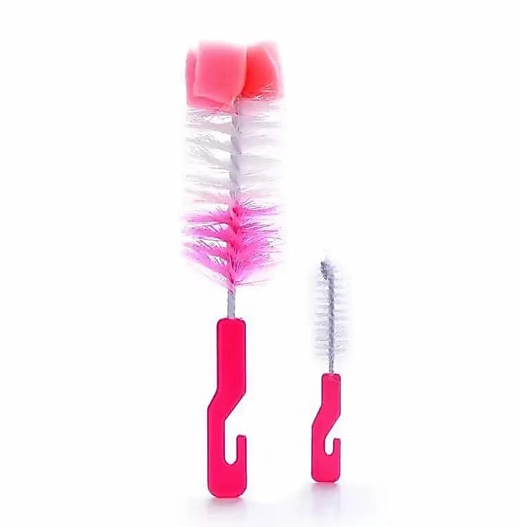 Escova Lava Copo EM3893, Nylon + Esponja + Plástico, Para Limpeza de Mamadeiras e Bicos