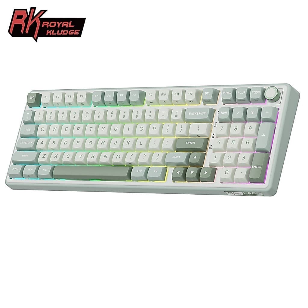 Royal Kludge RK R98Pro Sky Cyan 98 Teclas RGB Com Fio E Botão Mecânico Teclado
