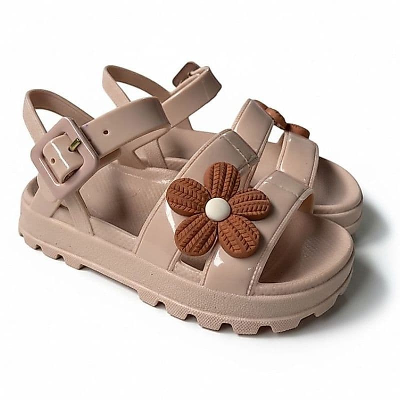 Sandália Infantil Menina Slide Anatômica com Enfeite Flor, Leve, Linda e Confortável