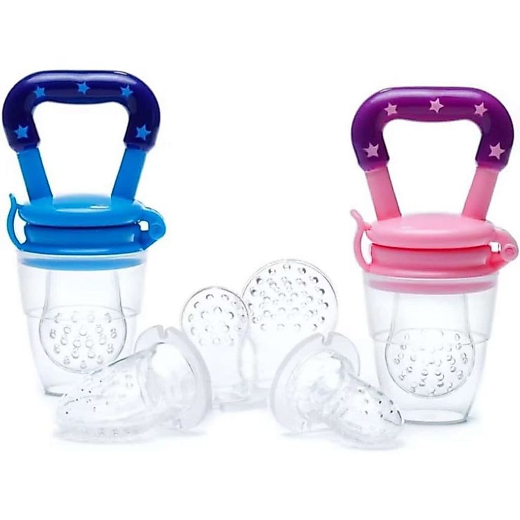 Chupeta  Mordedor Alimentadora Bebê De Silicone Porta Fruta Azul e Rosa MENINOS E MENINAS