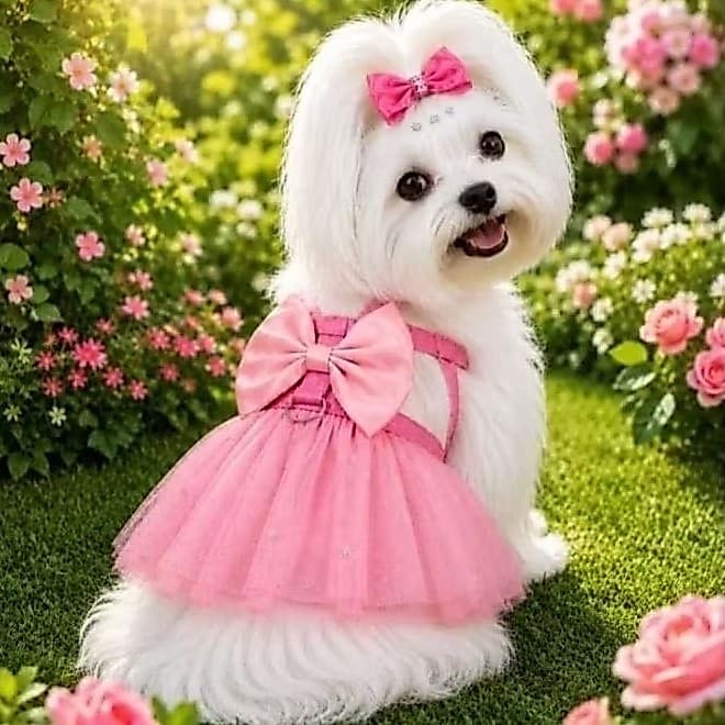 ROUPA PARA CACHORRO CÃES FEMEA - COLEIRA com SAIA guia fixa