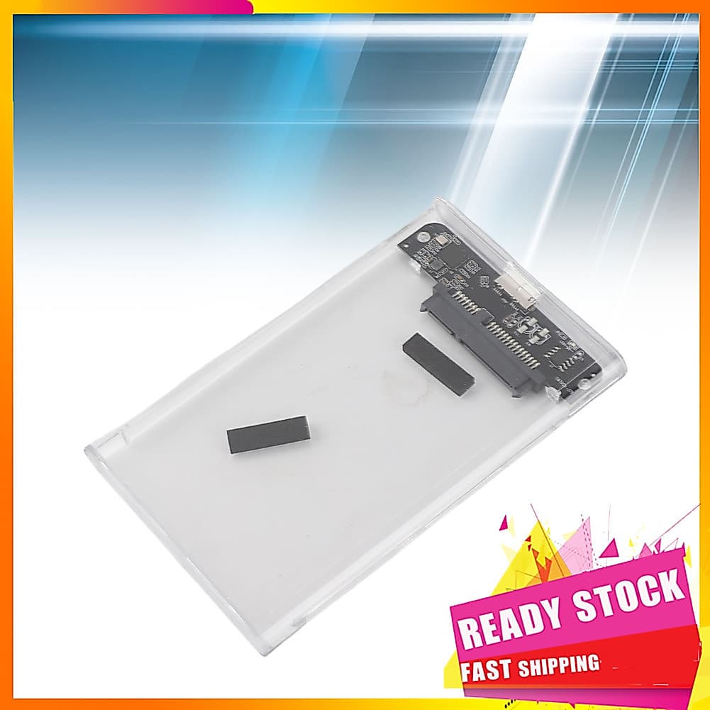 Hbhbhbhbb Caixa SSD transparente Gabinete SATA HDD/SSD de 2,5 polegadas USB 3.0 para Micro-B Interface externa Plug and