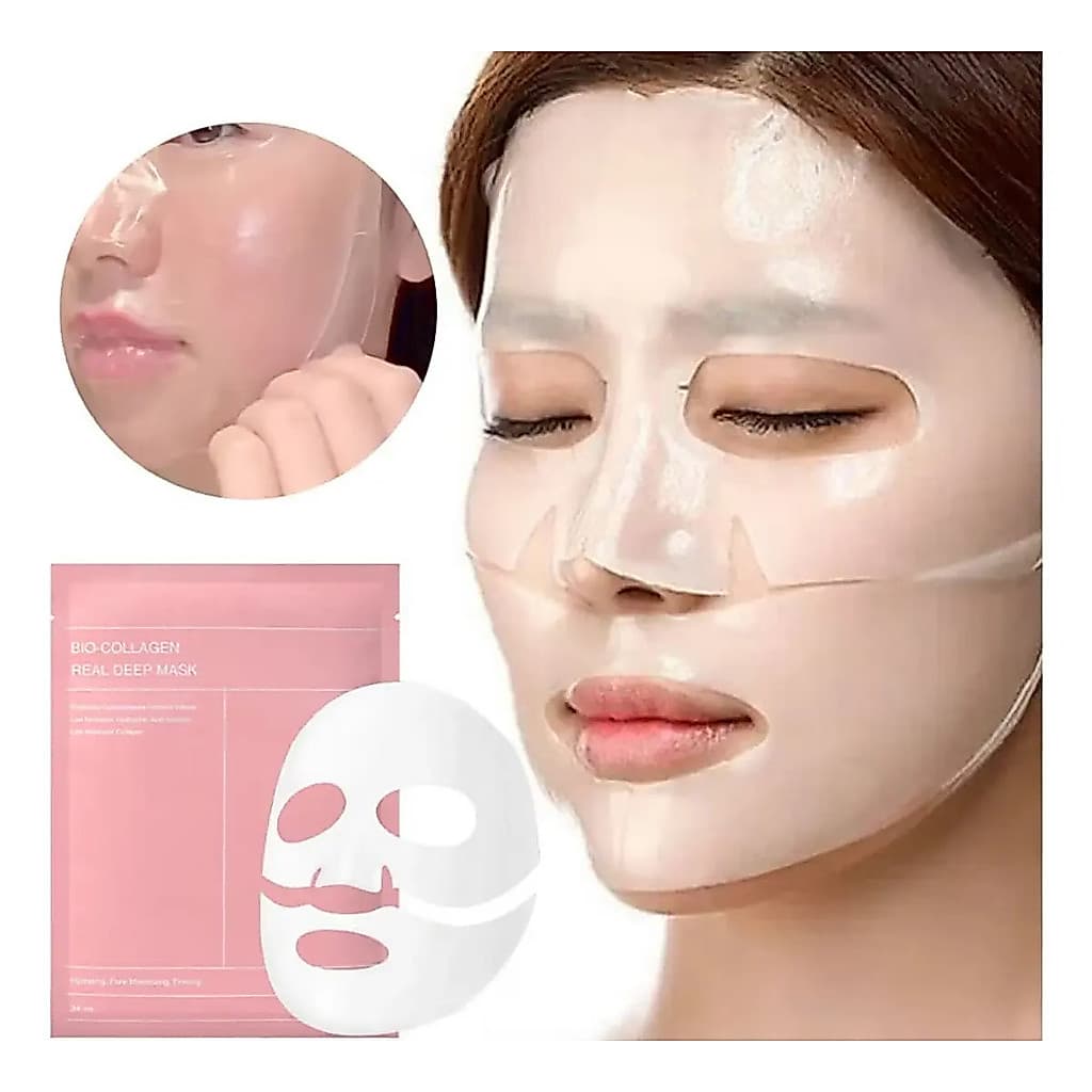 Kit 4 Máscaras Faciais Colágeno Anti-rugas Hidratação Maciez