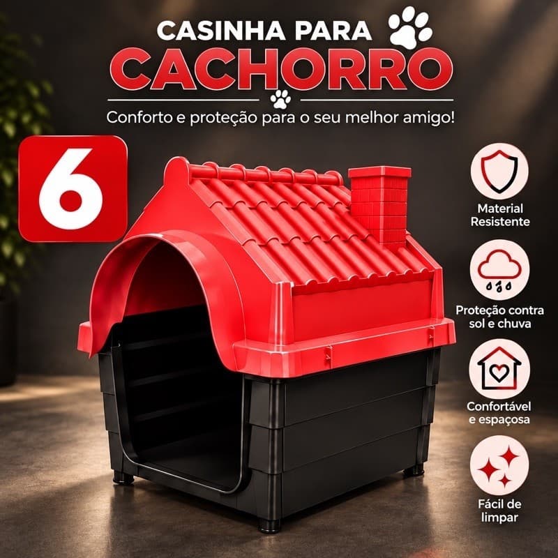 Casa Casinha Cachorro Desmontável Plástica N6 Pequeno Porte
