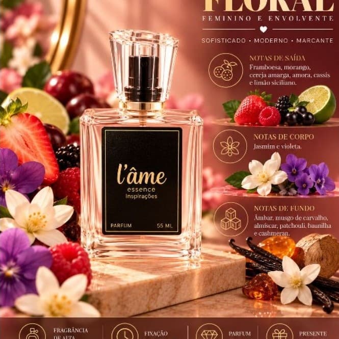 Perfume Feminino Contratipo Inspirado em Importado Parfum 55ml Floral Frutado Frutas Vermelhas – L’âme Essence