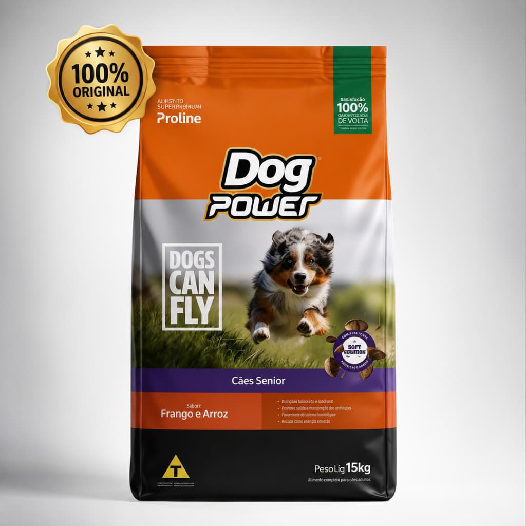 Ração Para Cachorro Idoso 15 kg Dog Power Sênior Premium Para Cachorro mais Velho Frango com Arroz
