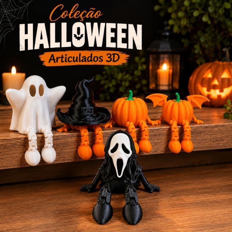 Kit Bonecos Articulados Halloween  Peças Decorativas Impressão 3D