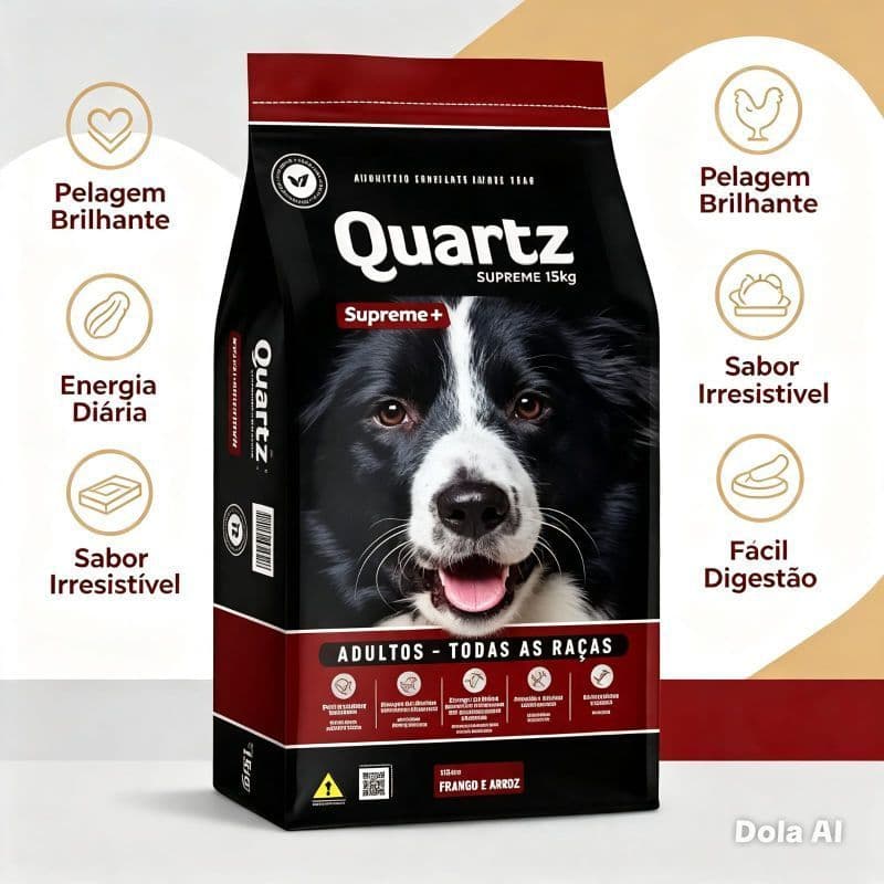 RAÇÃO PREMIUM PARA CACHORRO ADULTO TODAS AS RAÇAS -QUARTZ SUPREME+ FRANGO E ARROZ 15KG NUTRIDANI