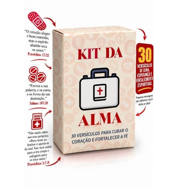 10 Kit da Alma 30 Versículos para Curar o Coração e Fortalecer a Fé Caixa Decorativa kit primeiro socorros bíblicos