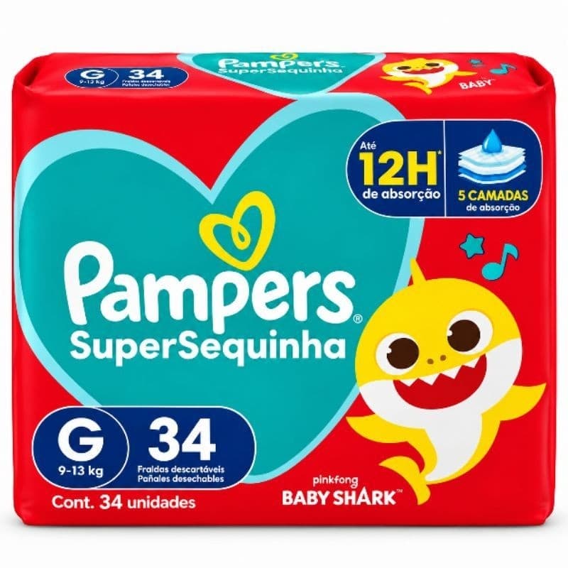 Fralda Descartável Pampers Supersequinha Tam. G 34 Unidades