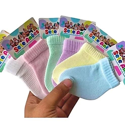 KIT COM 12 POLIAMIDAS DE MEIA INFANTIL RN RECEM NASCIDO, MATERNIDADE, ENXOVAL, BEBE