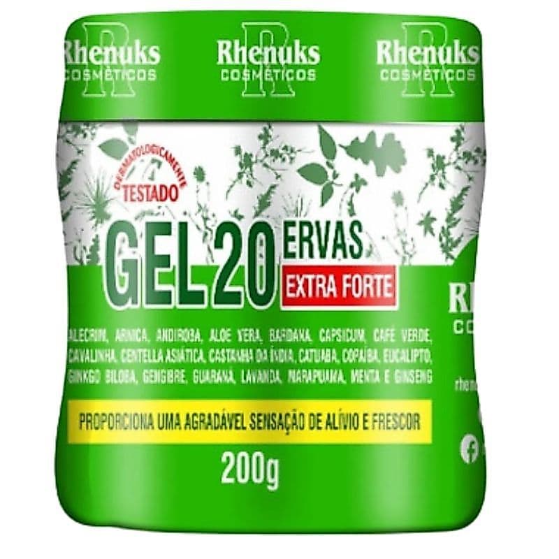 Gel Massageador 20 Ervas Rhenuks 200g Extra Forte Alívio de Dores Musculares e Cansaço