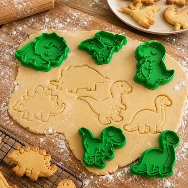 Kit Cortadores de Biscoito Dinossauros 6 Modelos massinha de modelar festa decoração