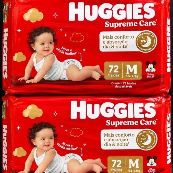 Fraldas Huggies M – Supreme Care – 72 Unidades | Lacradas