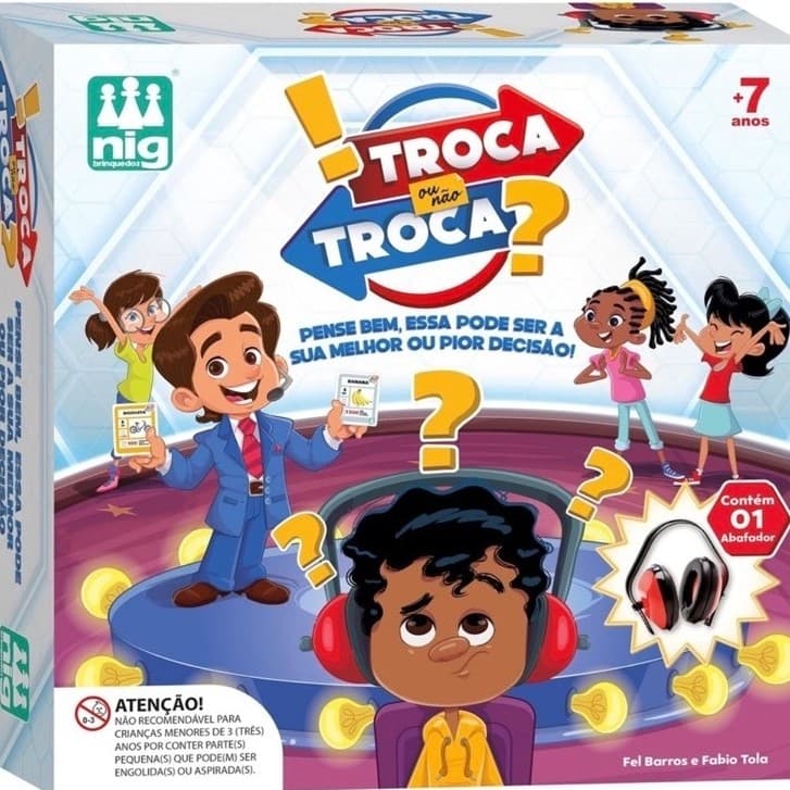 Troca ou Não Troca NIG Jogo de Estratégia Infantil +7 Anos Cartas Abafador Jogo em Família