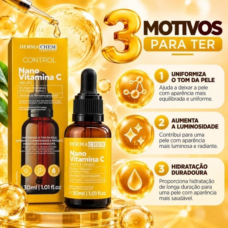 Sérum Facial Derma Chem Laboratory Control Nano Vitamina C 30ml 3% Nano Vitamina C