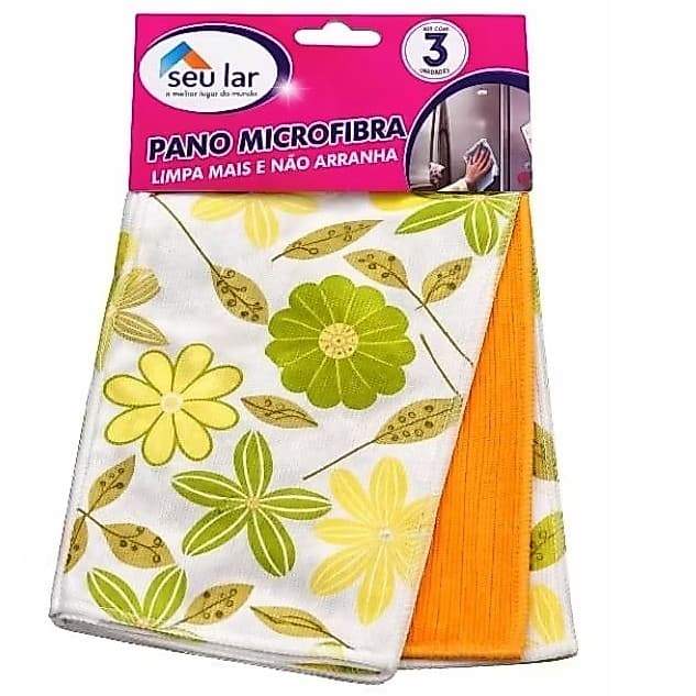 Kit 3 Panos de Limpeza Microfibra Super Absorvente Multiuso Não Solta Fiapo, Limpeza Doméstica e Automotiva 30cm