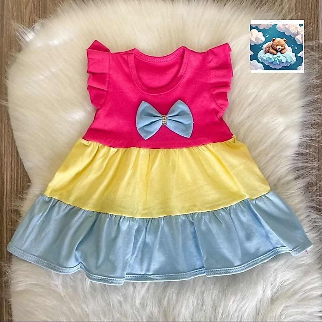 vestido bebê três cores algodão menina