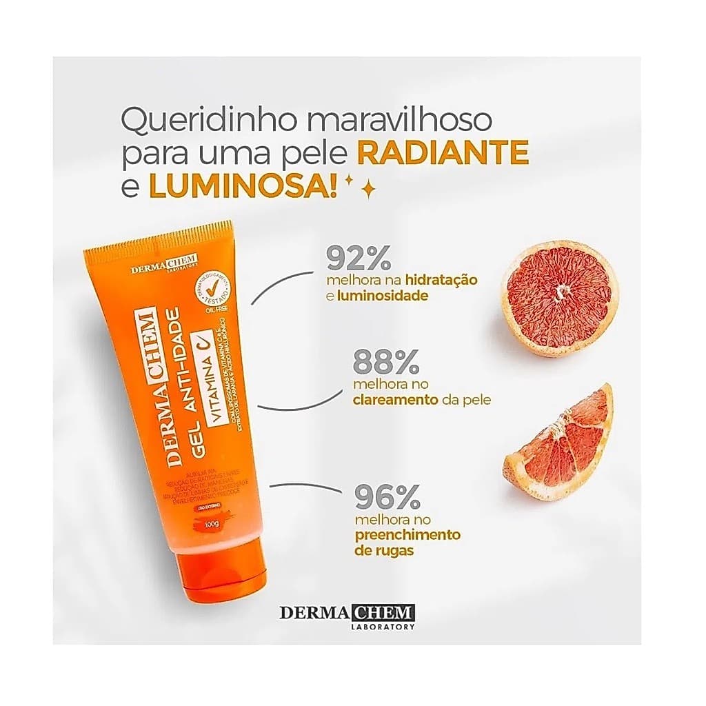 Gel Facial Anti Idade Com Lipossomas Vitamina C Dermachem 100g D