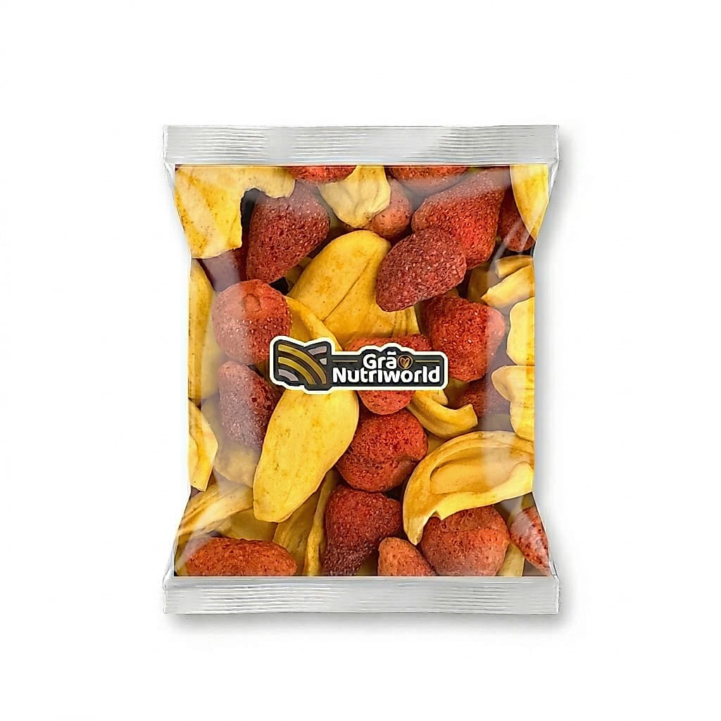 Mix Chips De Morango e Jaca Liofilizado Snack Saudável 100% Natural 200g 500g